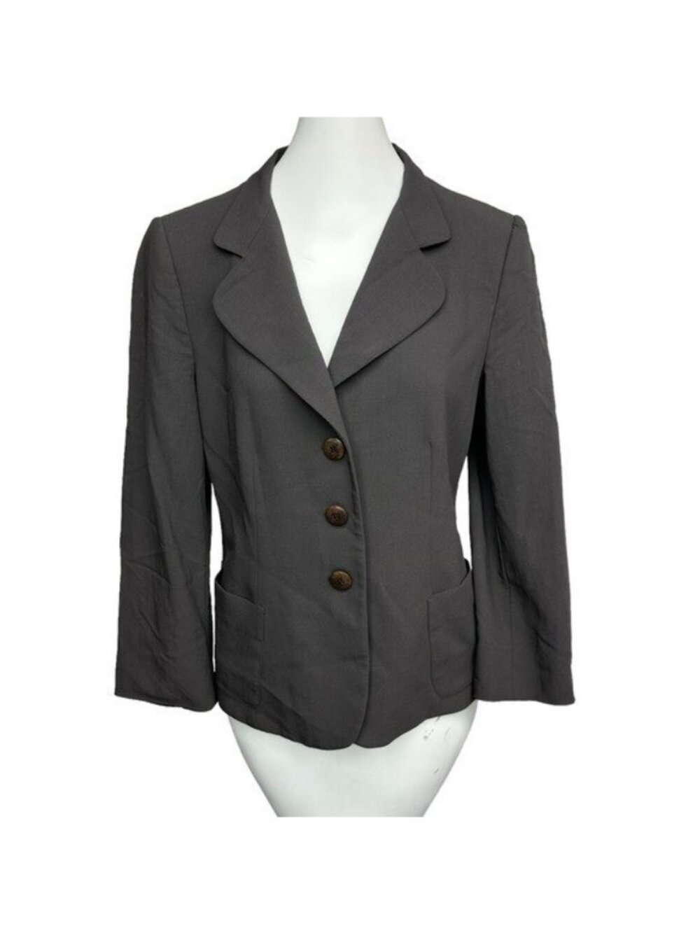 Armani Collezioni Women's 8 Blazer Jacket Brown Virgin Wool Button Down Italy
